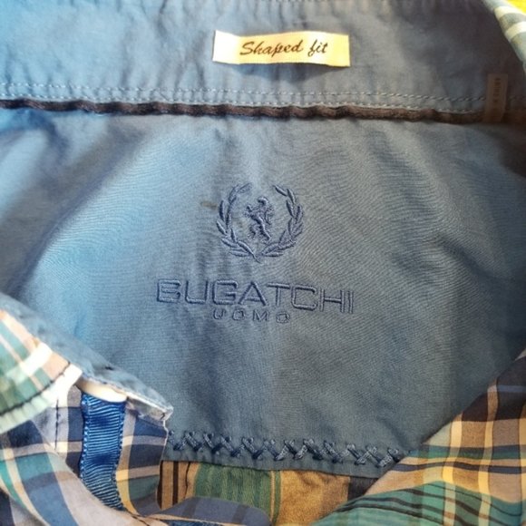 (XL) Bugatchi Shaped Fit Men's Short Sleeve Plaid Shirt Business Casual - Picture 8 of 11